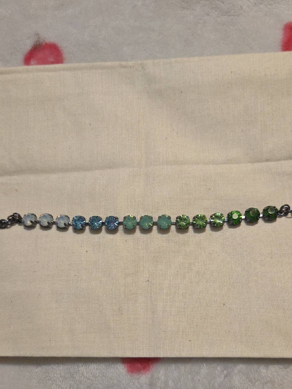 Crystal Tennis Bracelet in Blue-Green Gradient